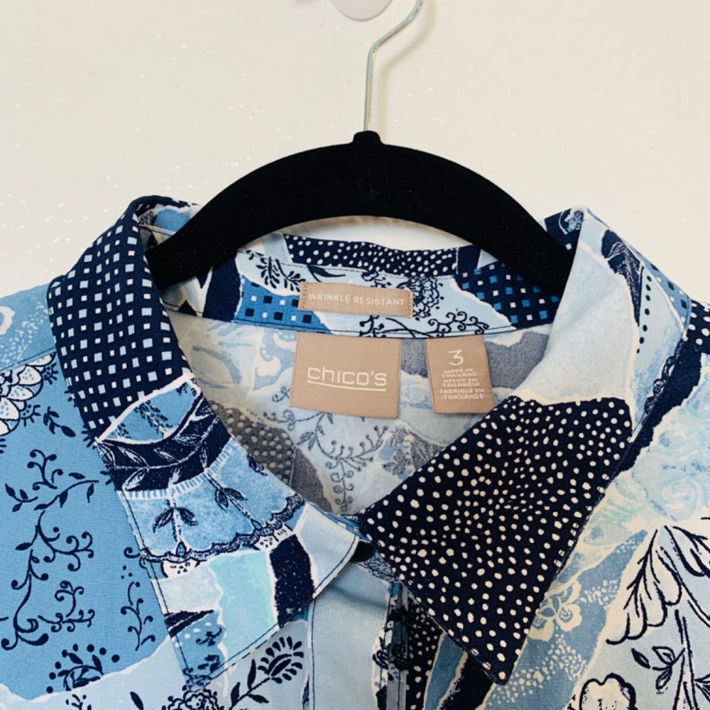Chico's Whimsy Patchwork Button Up Shirt Size 3 =… - image 2